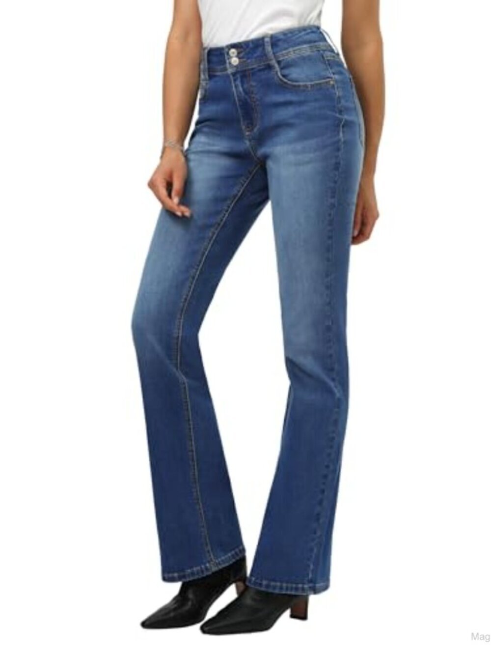 Tall Women's 34/36/38 Inseam Curvy Bootcut Jeans Mid-Rise Stretchy Denim
